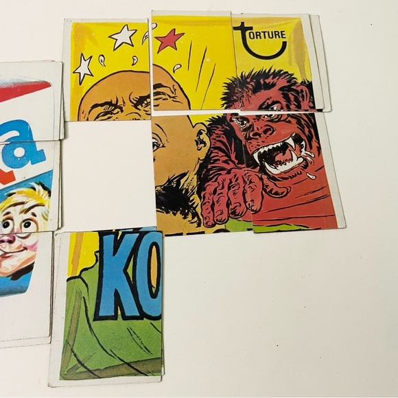 Vintage Wacky Packages Puzzle Checklist Cards Gadzooka and Kong Fu Incomplete - Picture 3 of 13